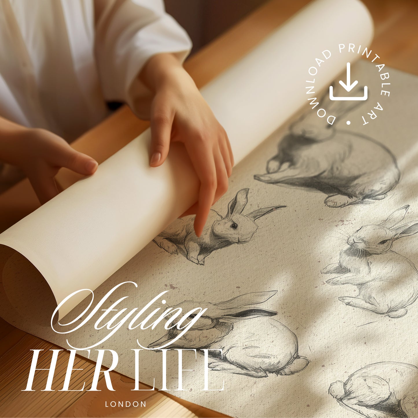 Rabbits Sketch Digital Art Print | IN059