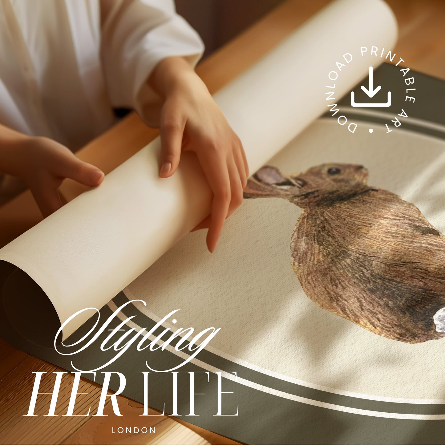 Vintage Rabbit Digital Art Print | IN065