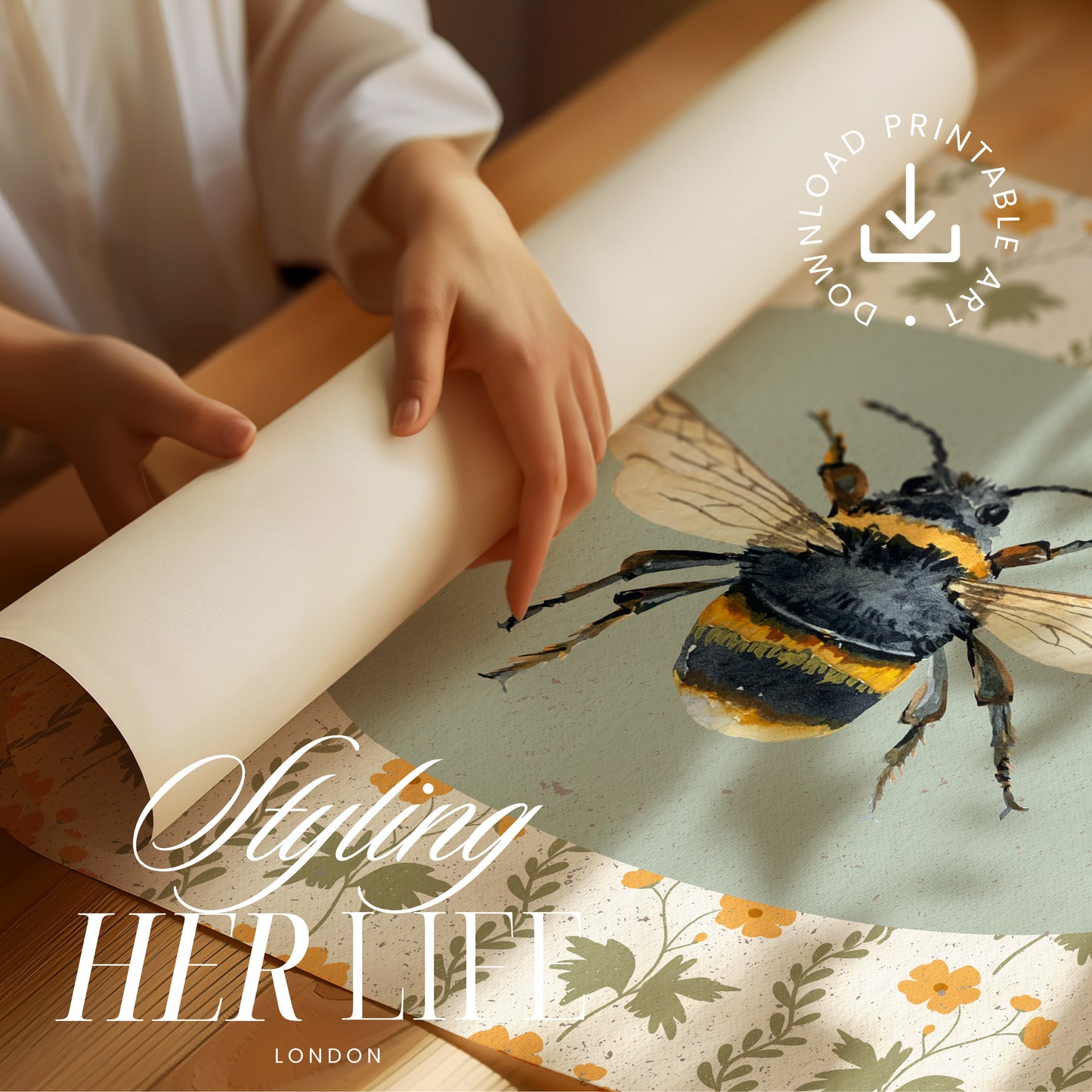 Vintage Bee Digital Art Print | IN057