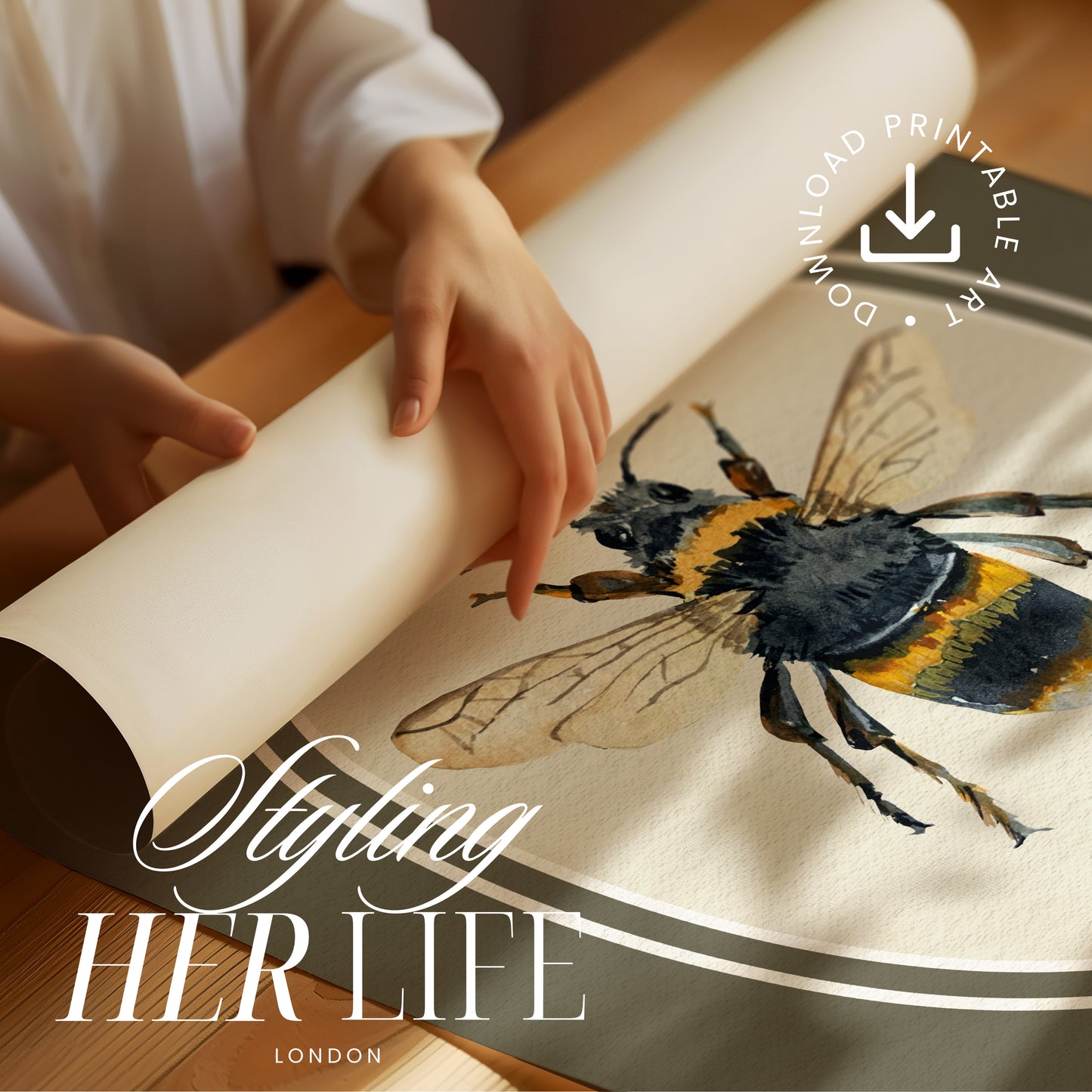 Vintage Bee Digital Art Print | IN064