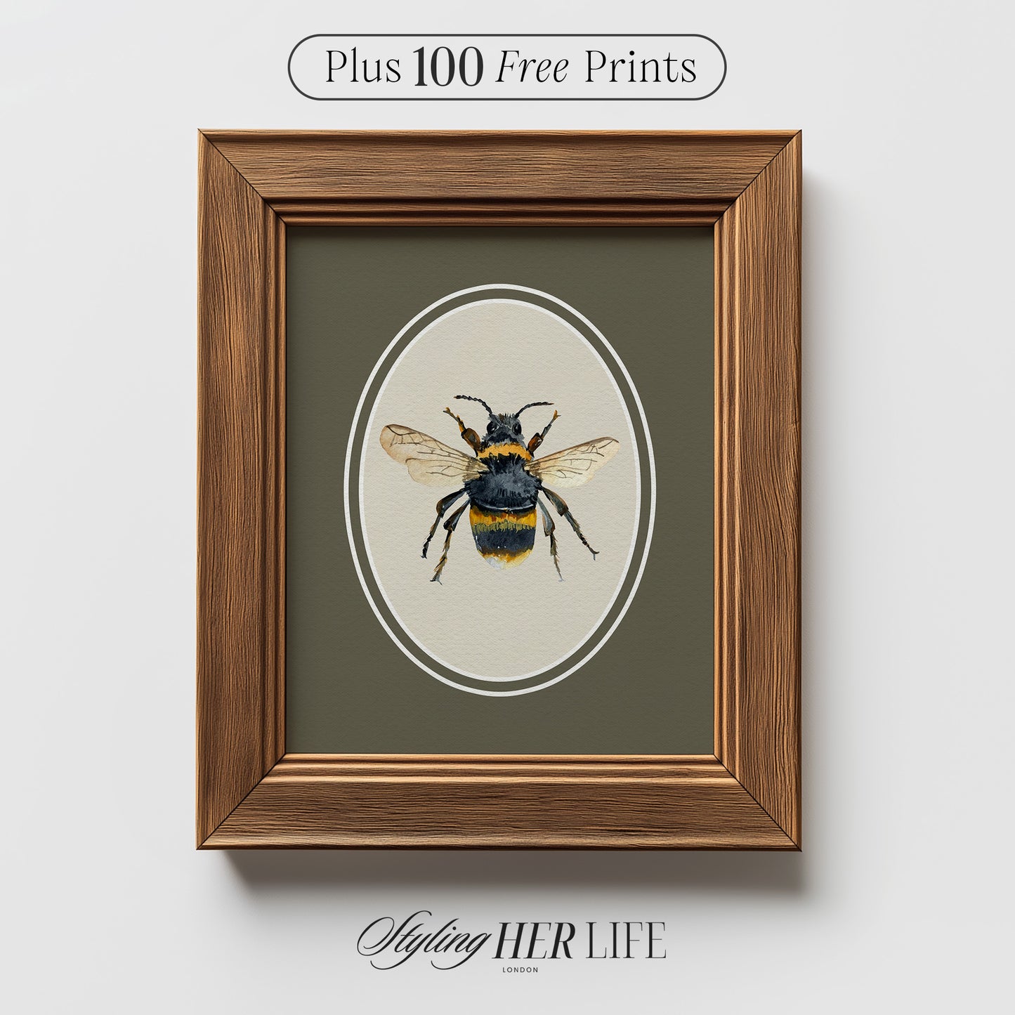Vintage Bee Digital Art Print | IN064