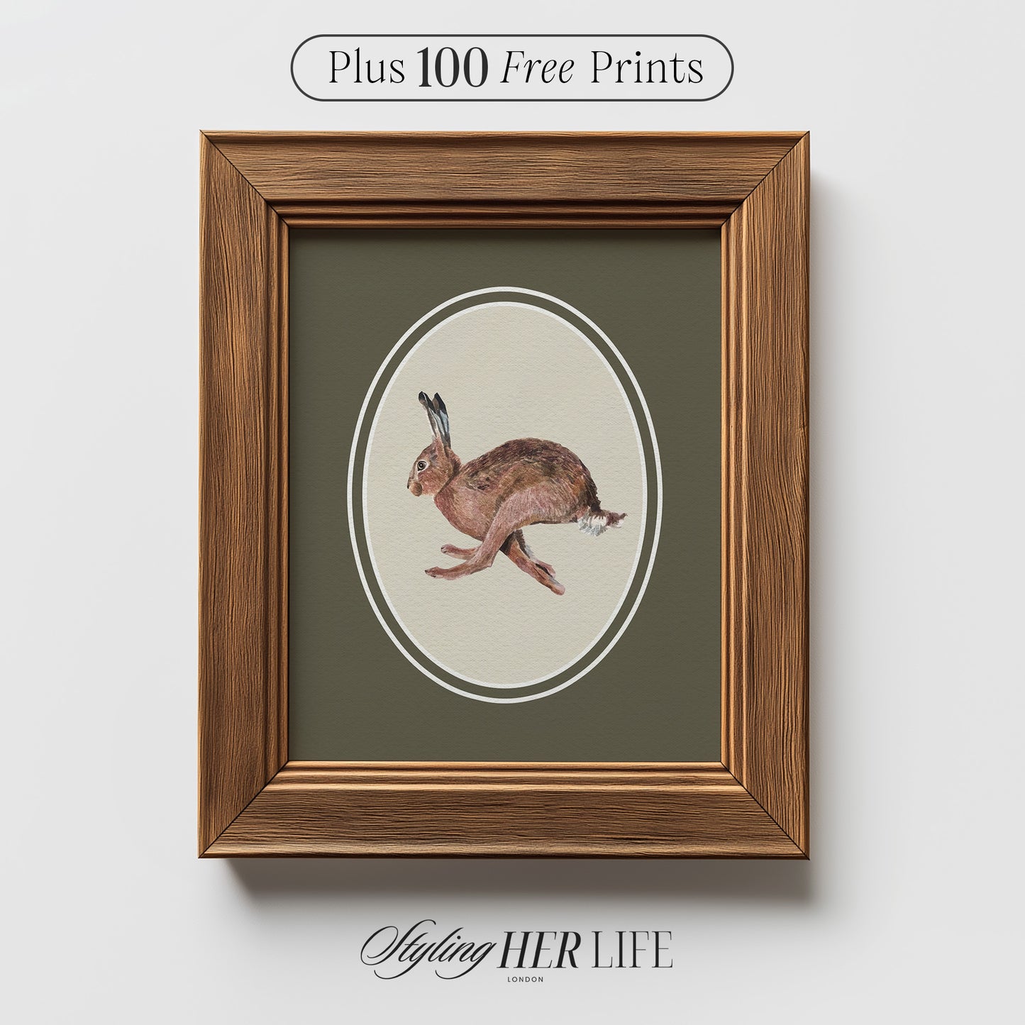 Vintage Hare Digital Art Print | IN063