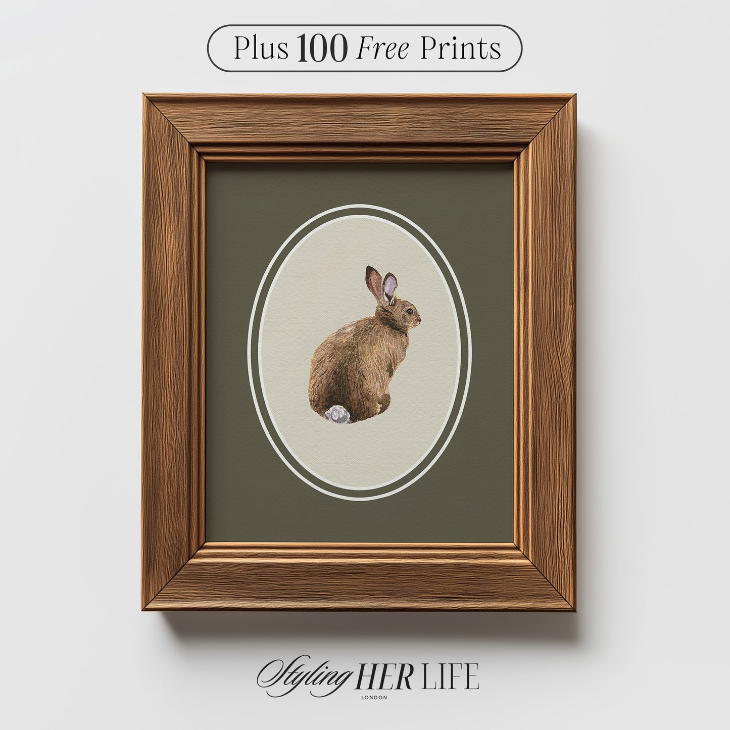 Vintage Rabbit Digital Art Print | IN065