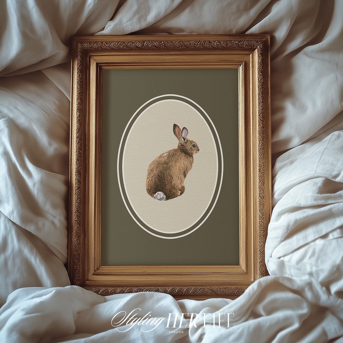 Vintage Rabbit Digital Art Print | IN065