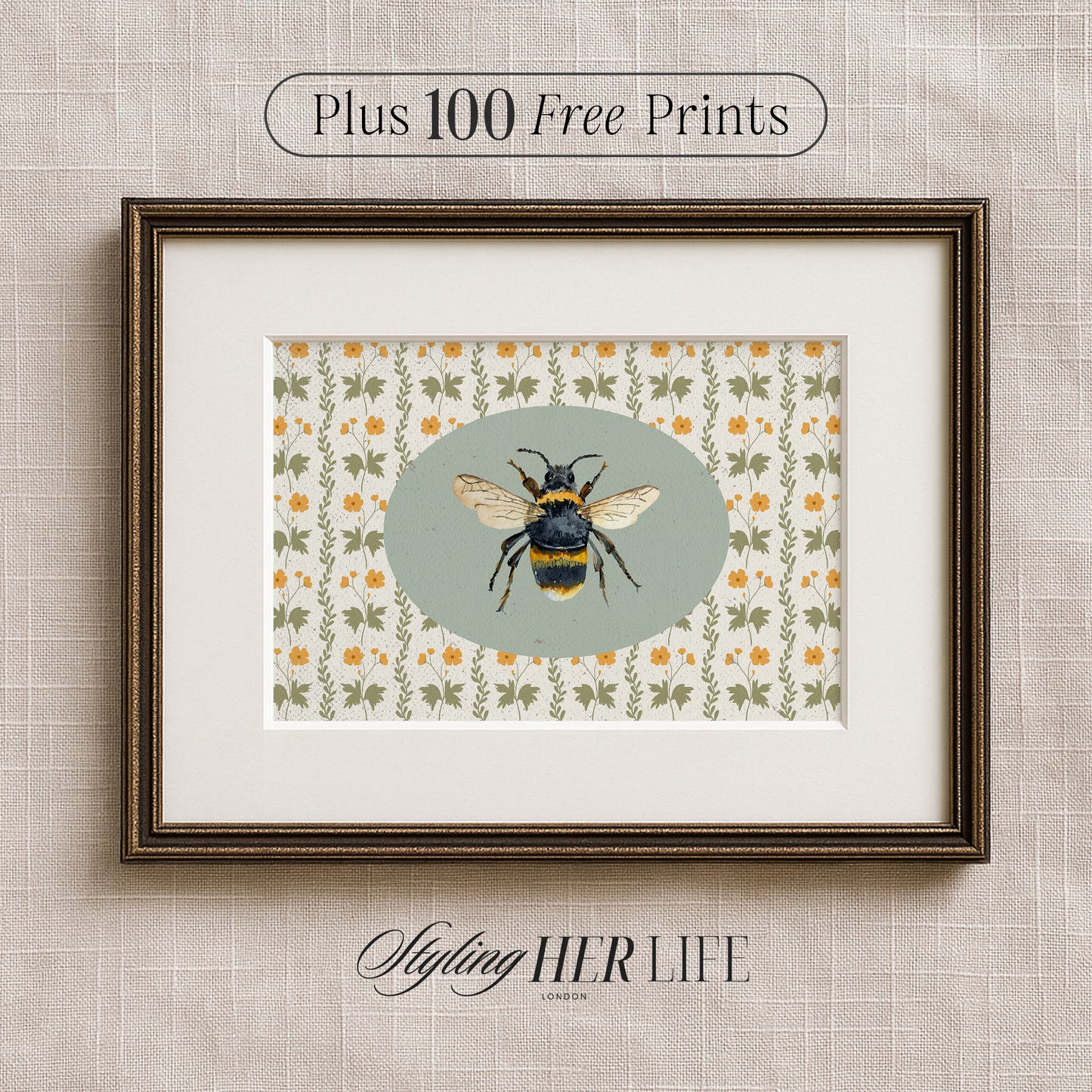 Vintage Bee Digital Art Print | IN057