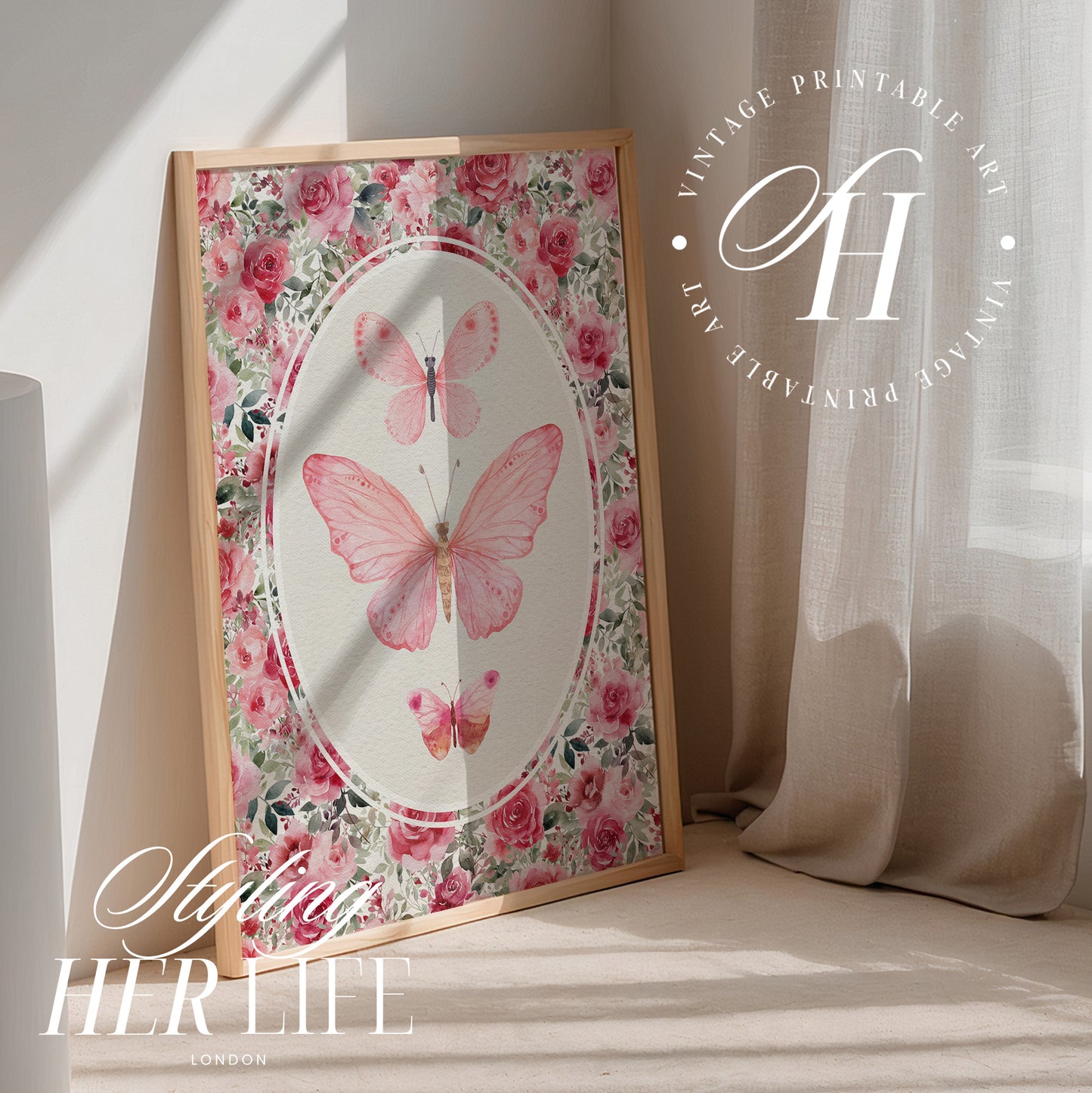 Vintage Butterfly Art Print | PRINTABLE ART | Digital Download