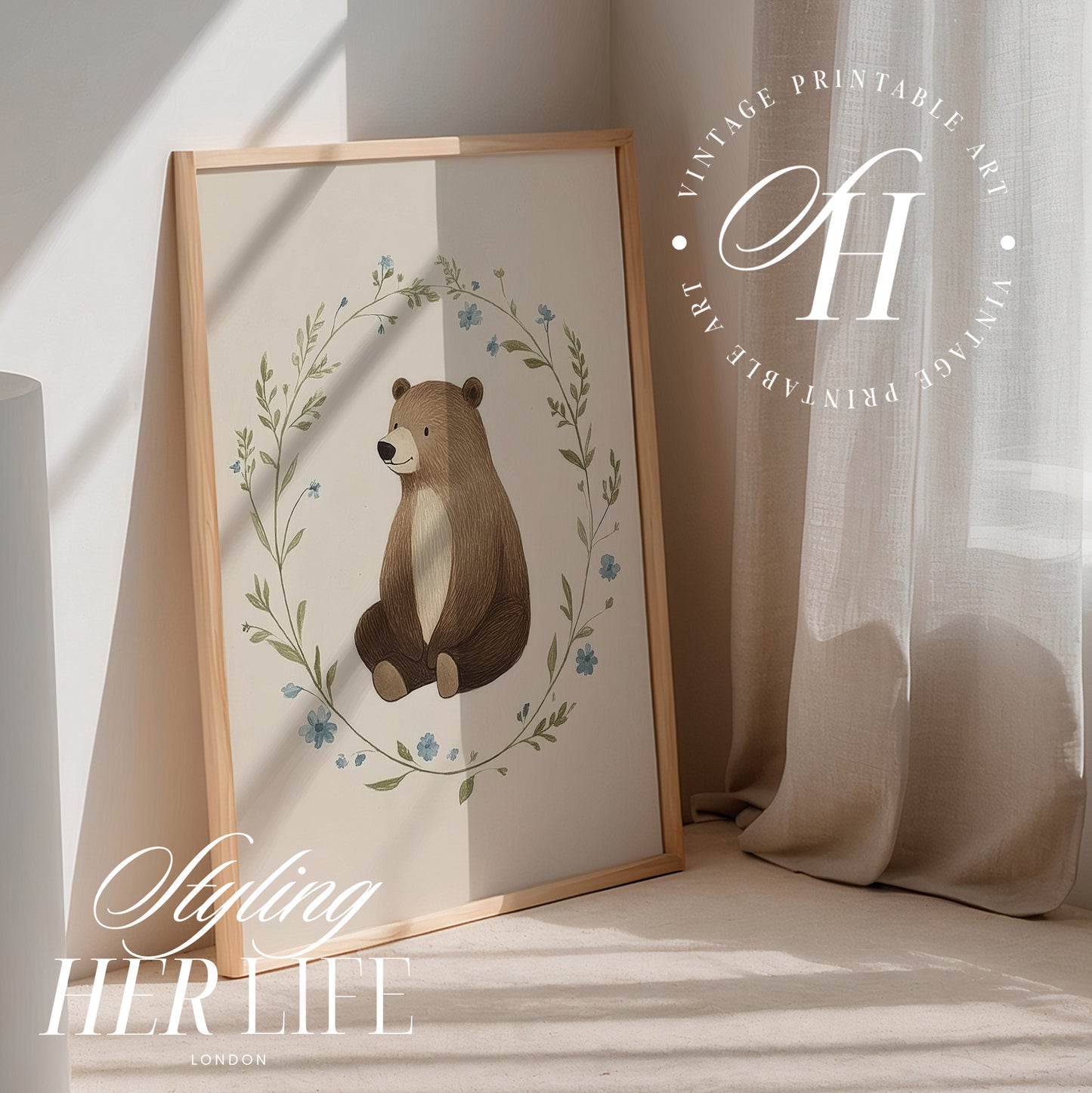 Vintage Bear Nursery Art Prints | PRINTABLE ART | Digital Download