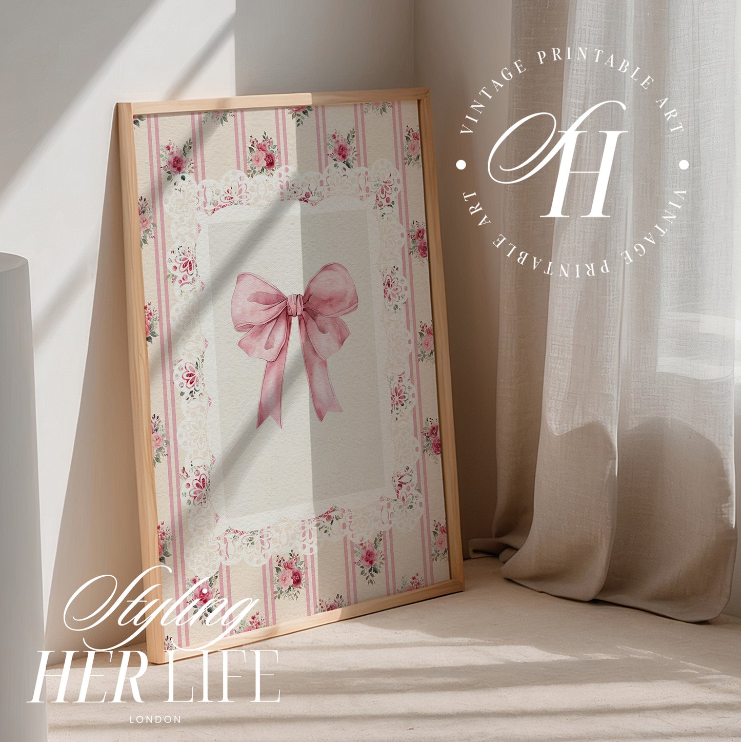 Vintage Bow Art Print | PRINTABLE ART | Digital Download