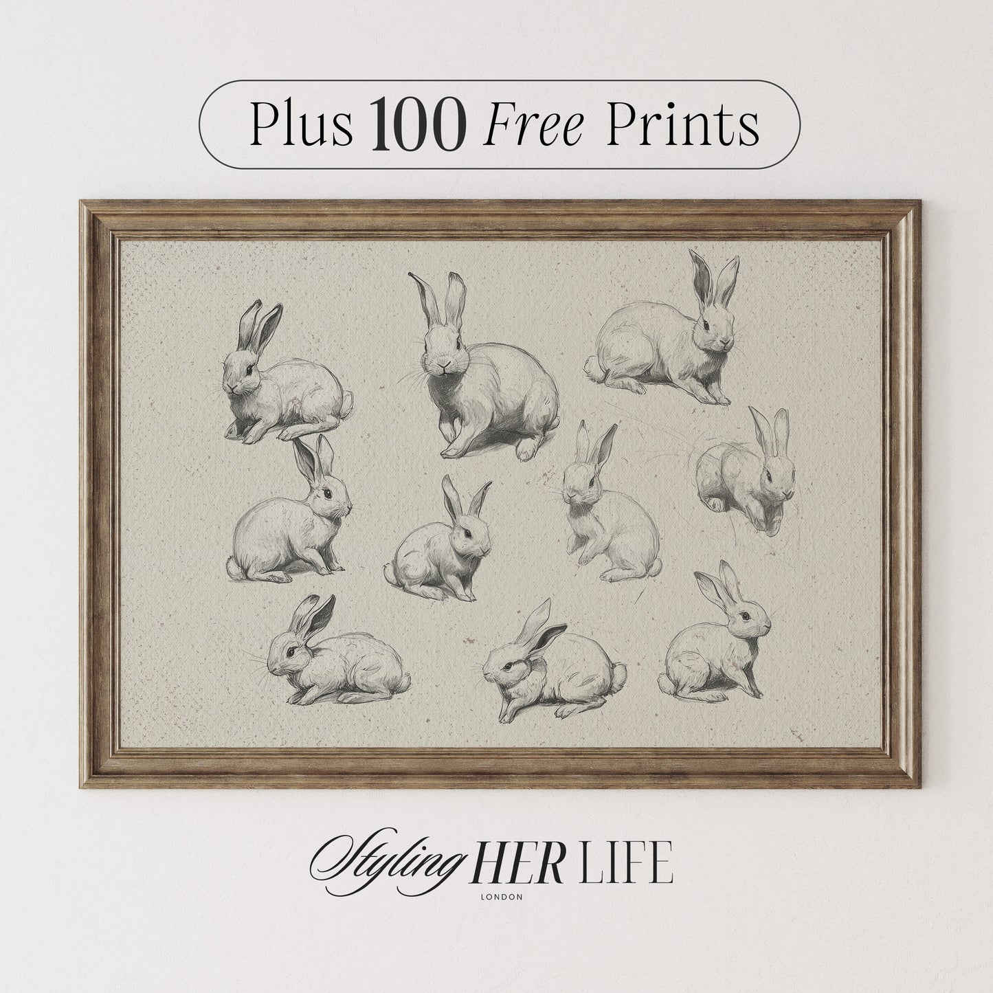 Rabbits Sketch Digital Art Print | IN059