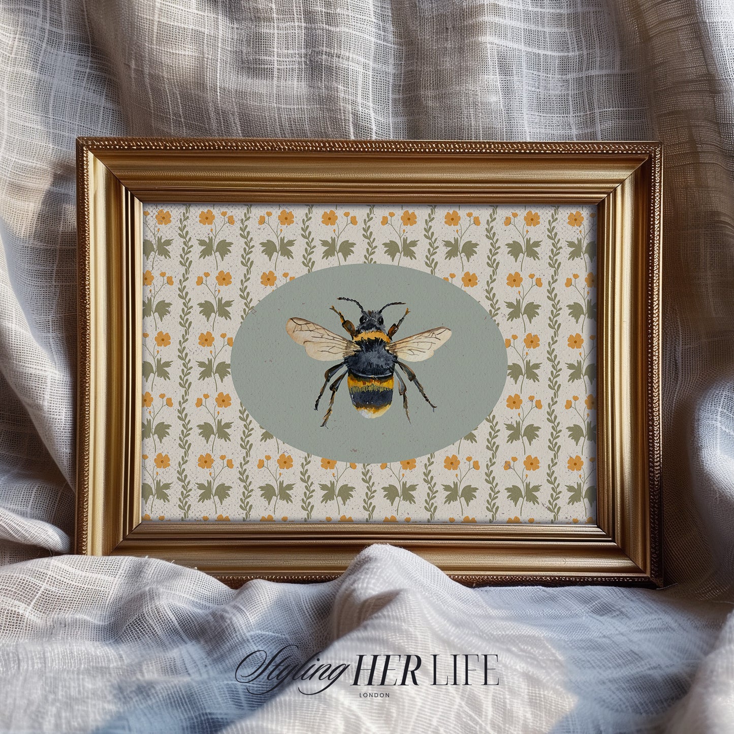 Vintage Bee Digital Art Print | IN057