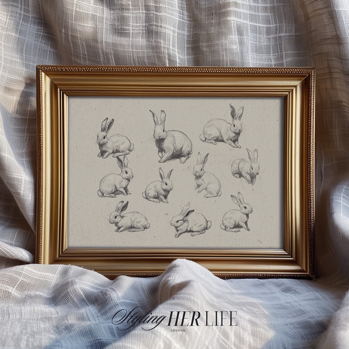 Rabbits Sketch Digital Art Print | IN059