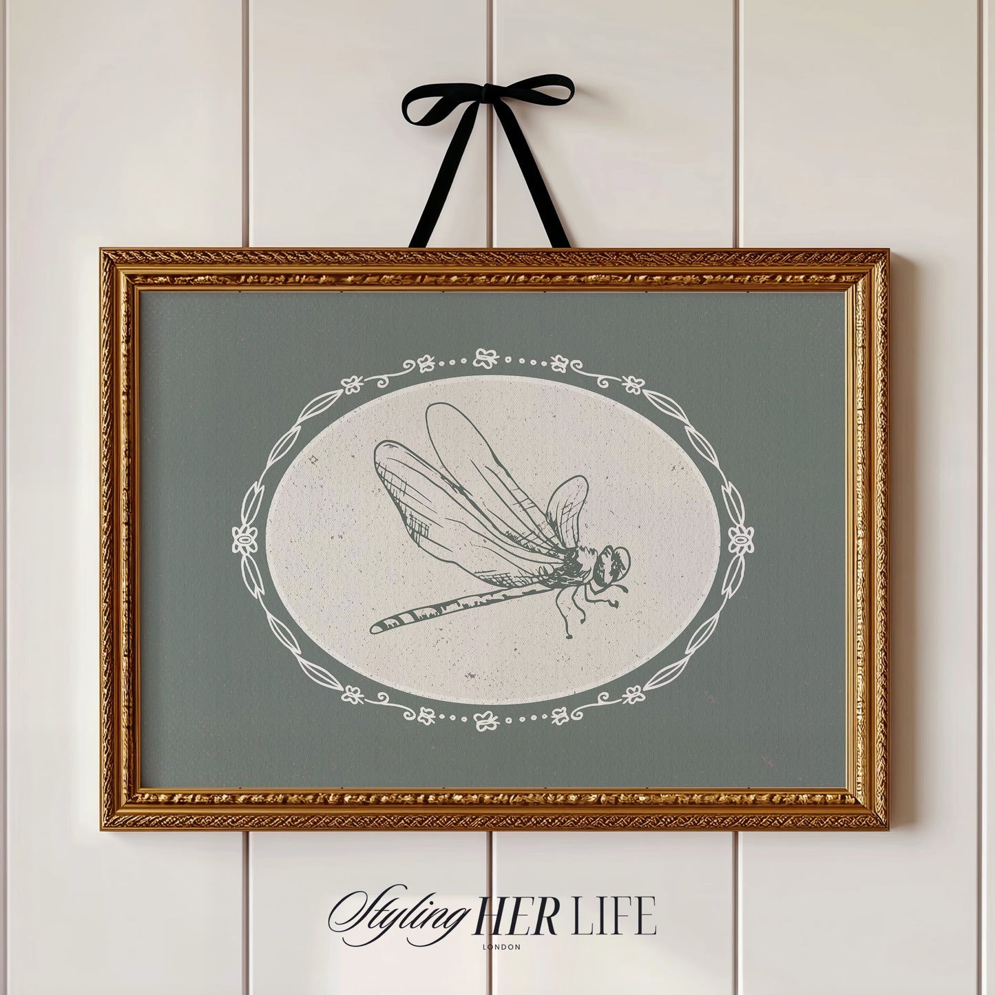 Vintage Dragonfly Digital Art Print | IN055