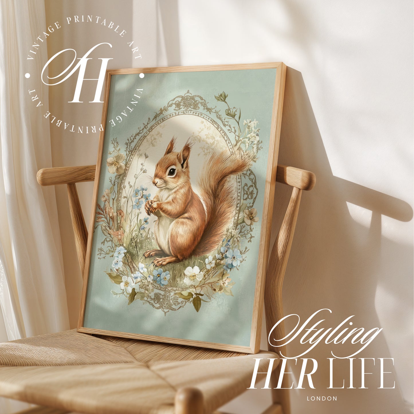 Vintage Squirrel Art Print | PRINTABLE ART | IN039