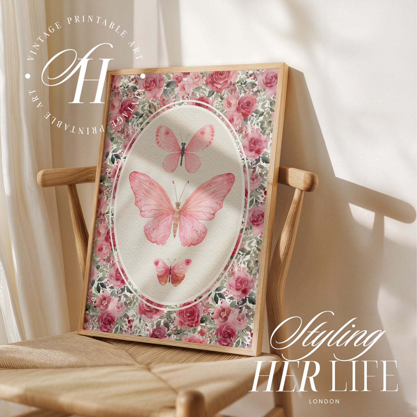 Vintage Butterfly Art Print | PRINTABLE ART | Digital Download