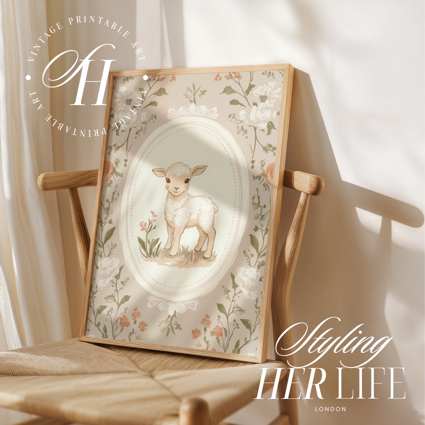 Vintage Lamb Art Print | PRINTABLE ART | Digital Download