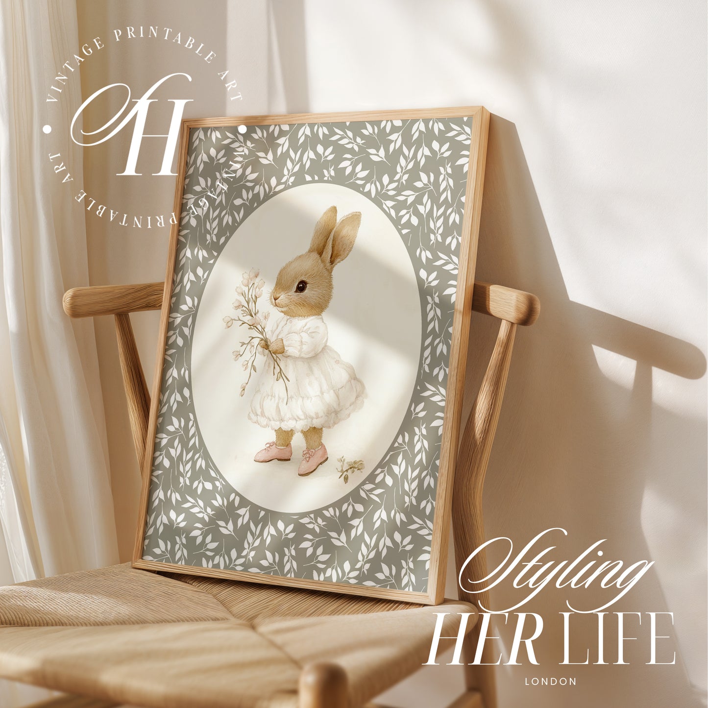 Vintage Rabbit Art Print | PRINTABLE ART | Digital Download