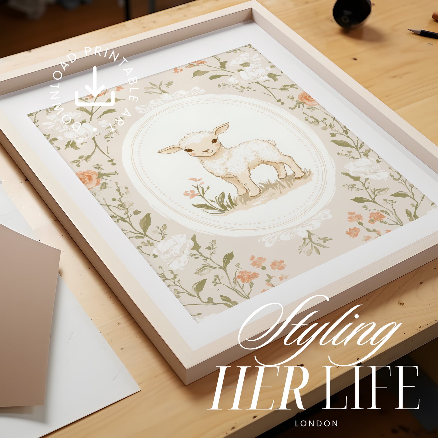 Vintage Lamb Art Print | PRINTABLE ART | Digital Download