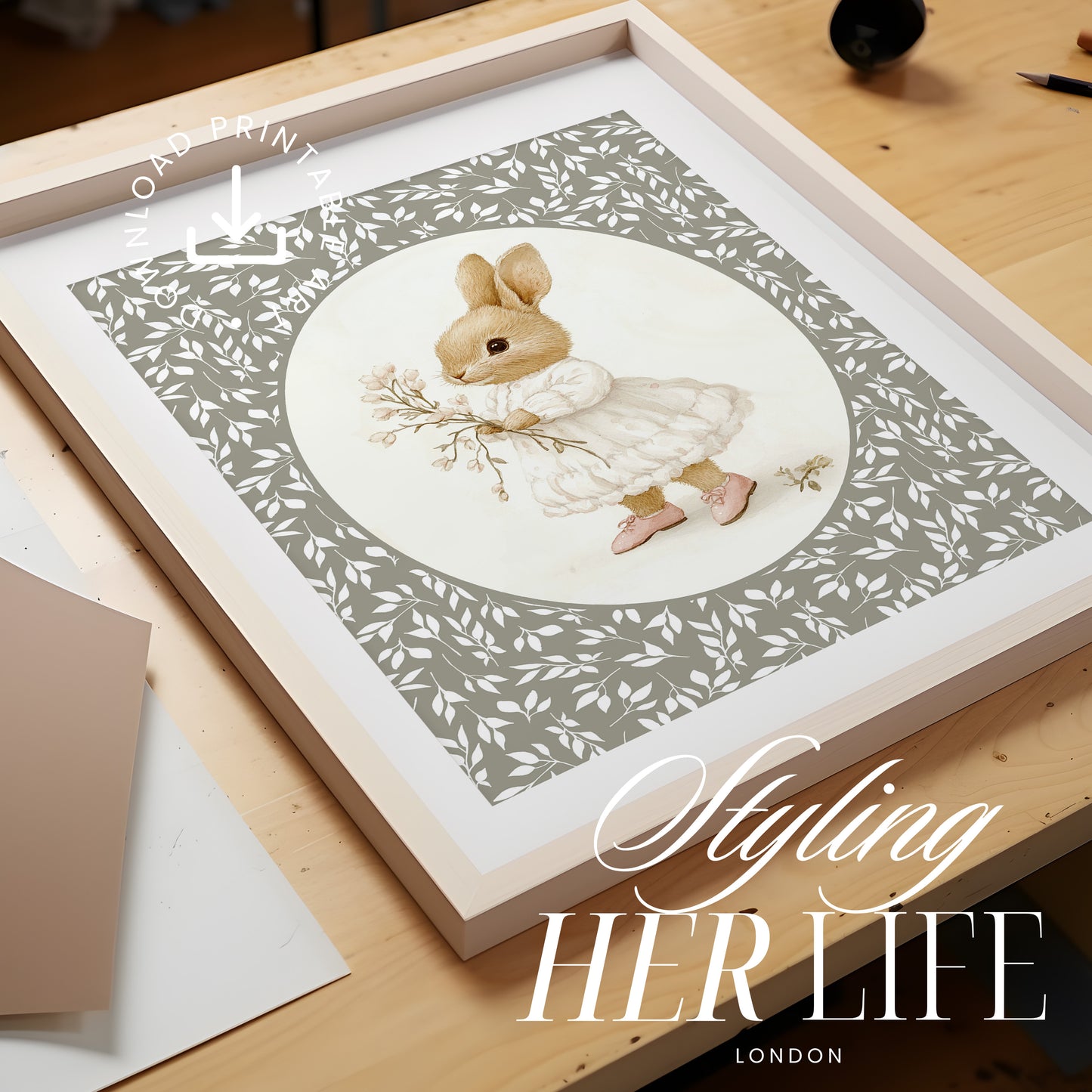 Vintage Rabbit Art Print | PRINTABLE ART | Digital Download