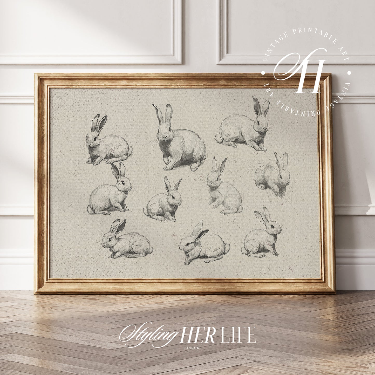 Rabbits Sketch Digital Art Print | IN059