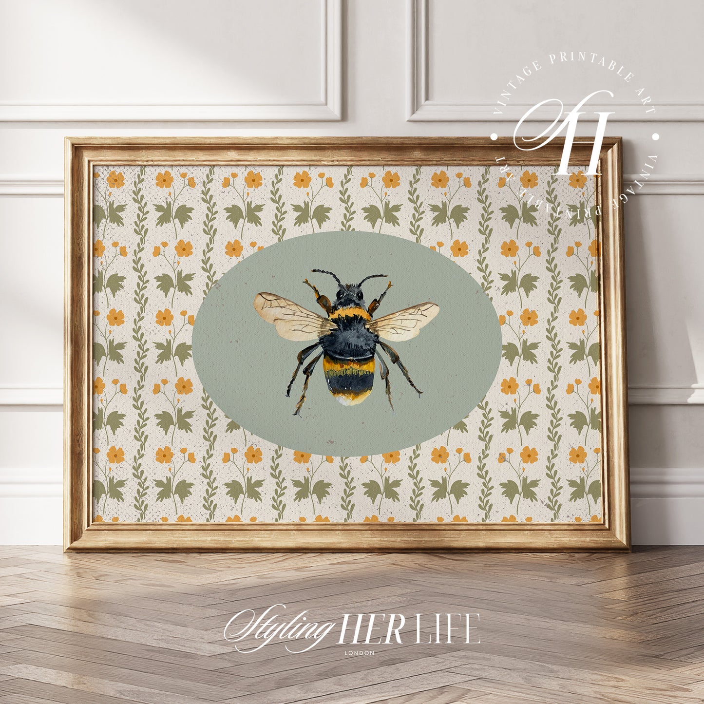 Vintage Bee Digital Art Print | IN057