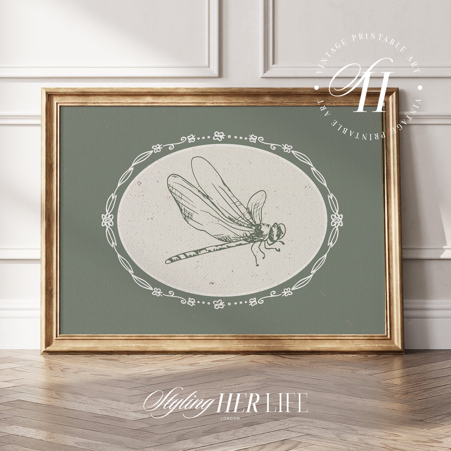 Vintage Dragonfly Digital Art Print | IN055