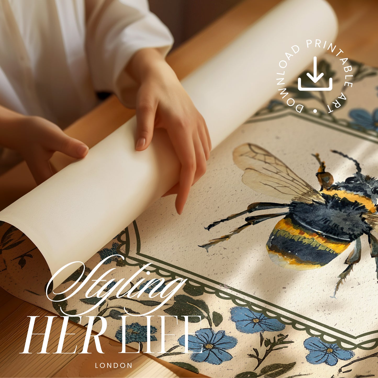 Vintage Bee Digital Art Print | IN047