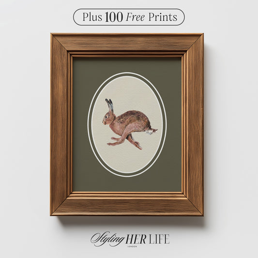 Vintage Hare Digital Art Print | IN063