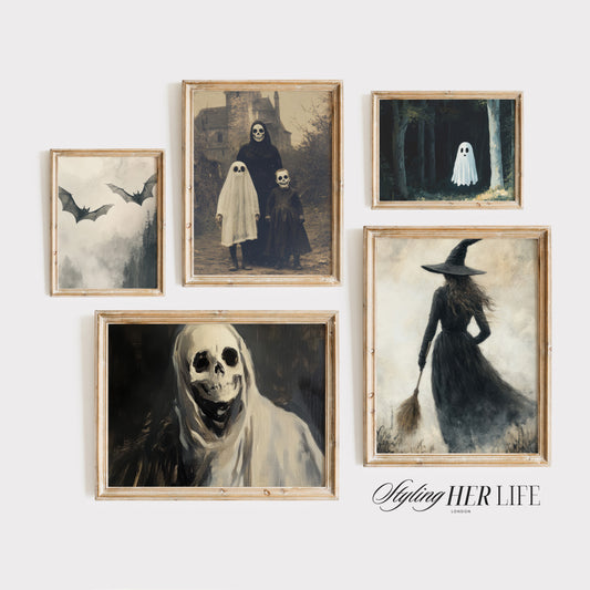 Halloween Gallery Wall Set | Halloween Art Prints | Halloween Decor | Gothic Art | Dark Academia Decor | Printable Art | DIGITAL DOWNLOAD