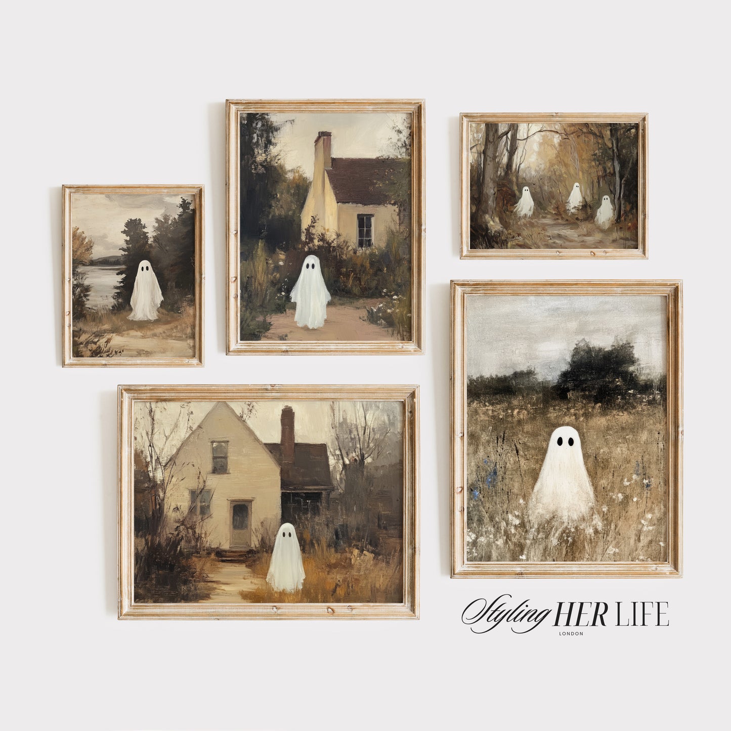 Ghost Gallery Wall Set | Halloween Art Prints | Halloween Decor | Gothic Art | Dark Academia Decor | Printable Art | DIGITAL DOWNLOAD