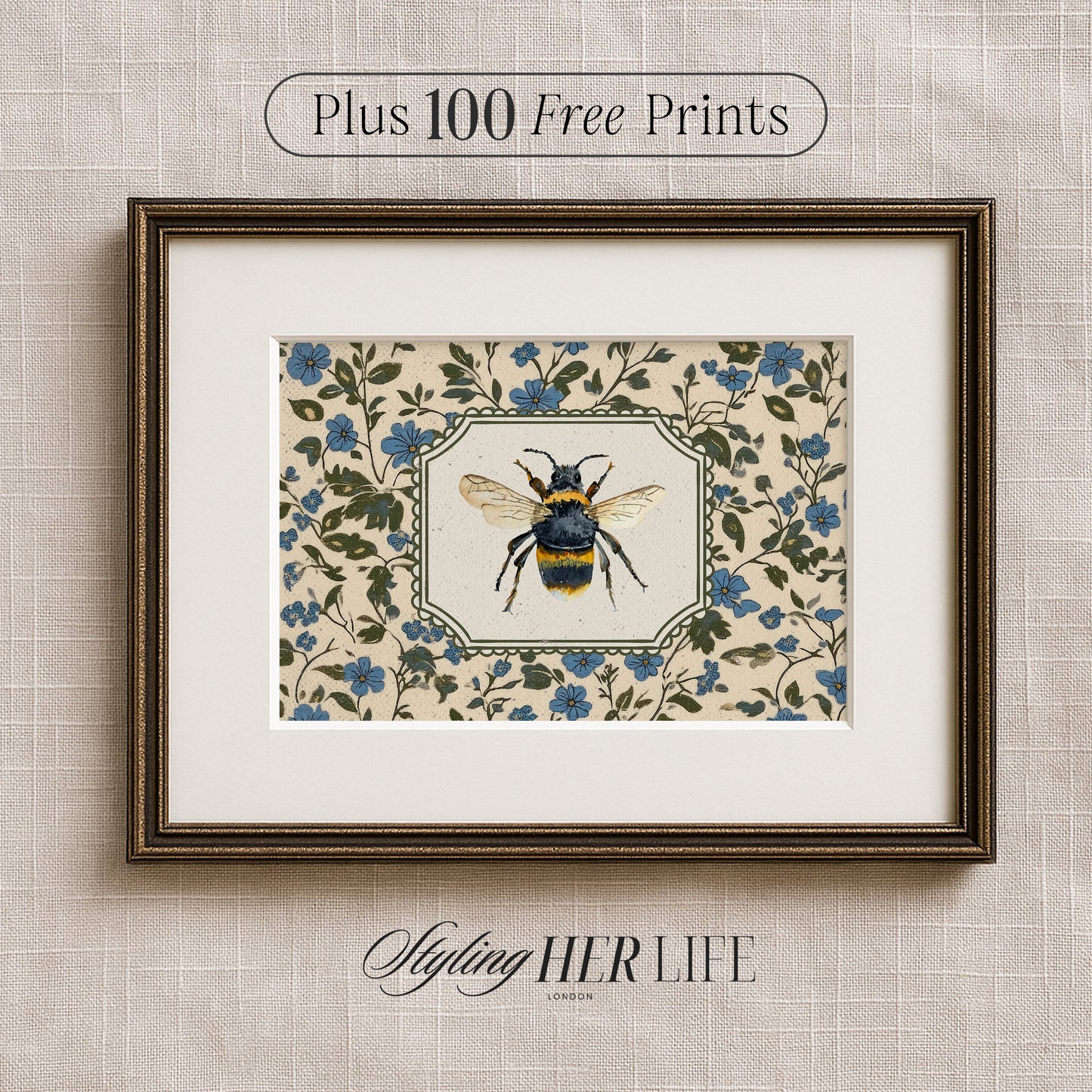 Vintage Bee Digital Art Print | IN047