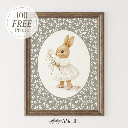 Vintage Rabbit Art Print | PRINTABLE ART | Digital Download