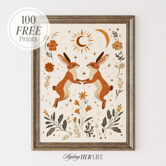 Boho Hares Digital Print