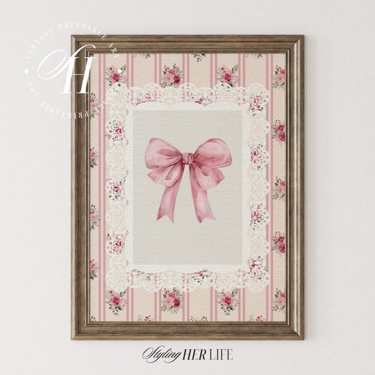 Vintage Bow Art Print | PRINTABLE ART | Digital Download