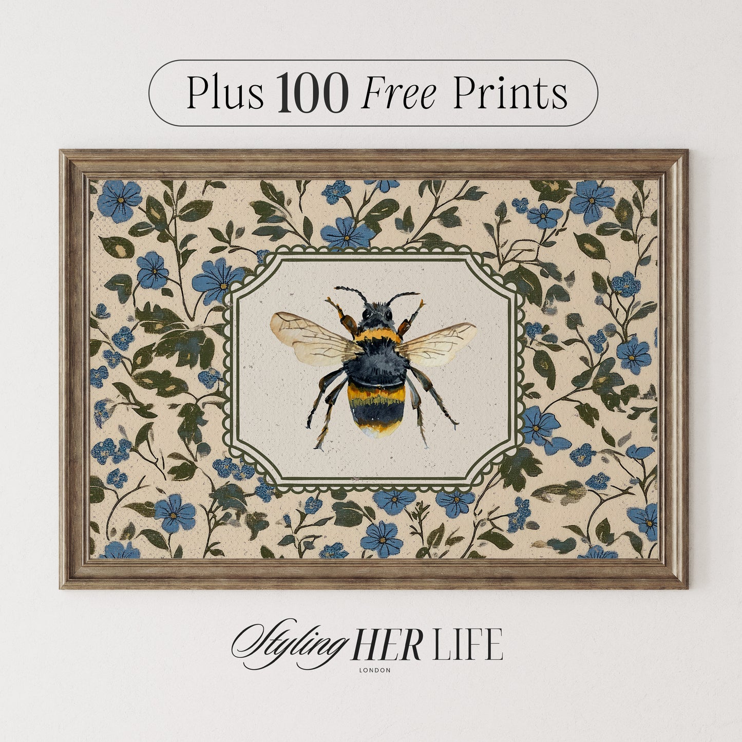 Vintage Bee Digital Art Print | IN047