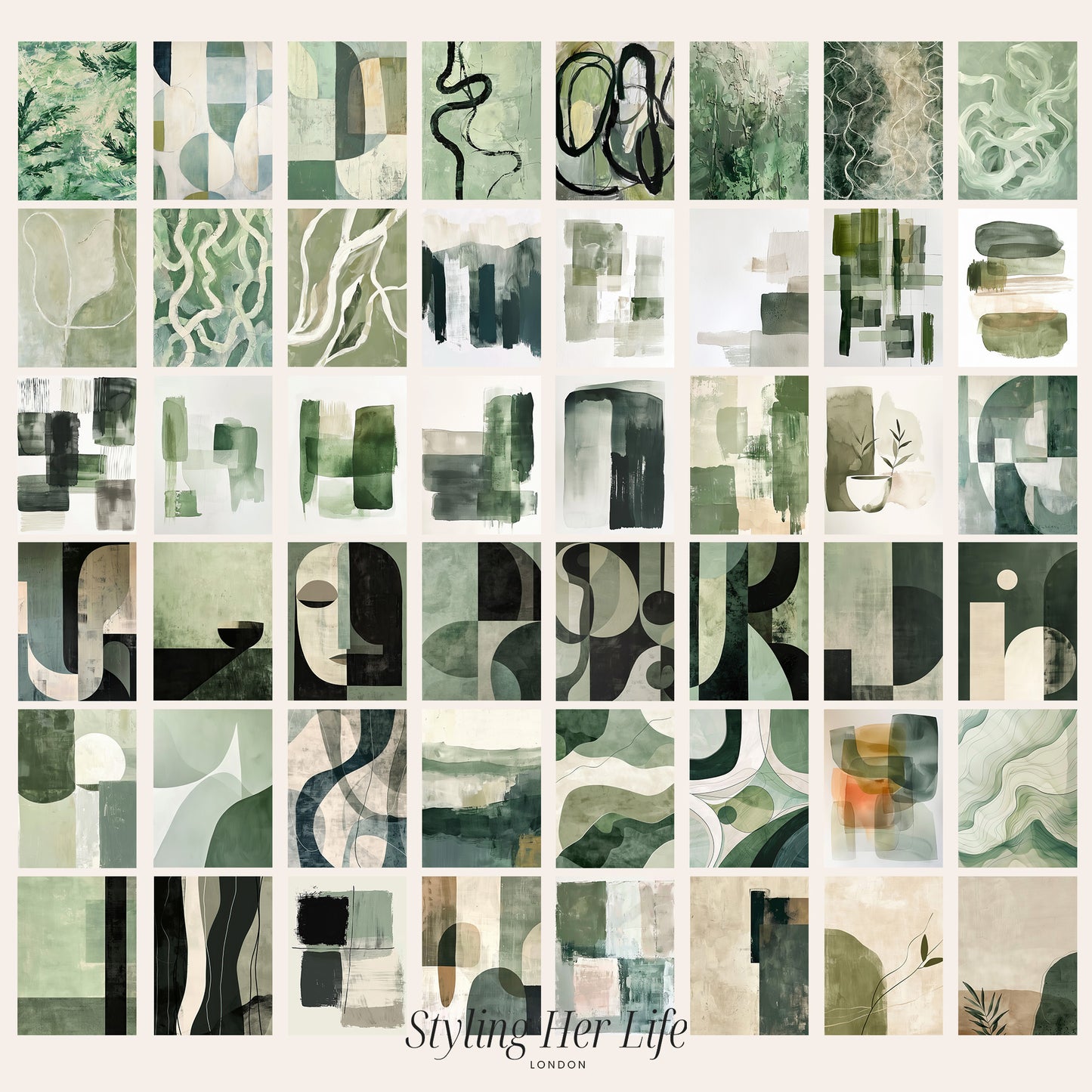 300 Sage Green Modern Art Prints | PRINTABLE ART | Digital Download