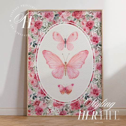 Vintage Butterfly Art Print | PRINTABLE ART | Digital Download