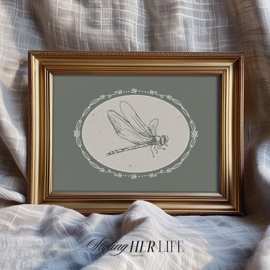 Vintage Dragonfly Digital Art Print | IN055