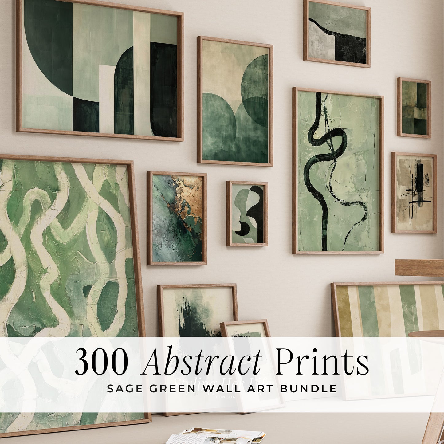 300 Sage Green Modern Art Prints | PRINTABLE ART | Digital Download